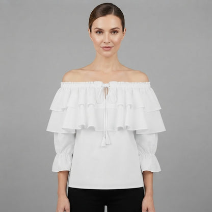 Off-Shoulder Ruffle Blouse | Women's Long Sleeve Top