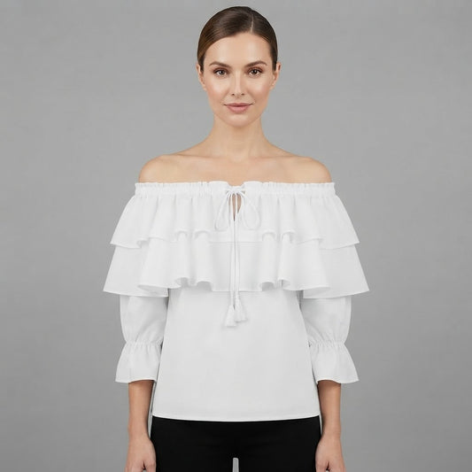 Off-Shoulder Ruffle Blouse | Women's Long Sleeve Top
