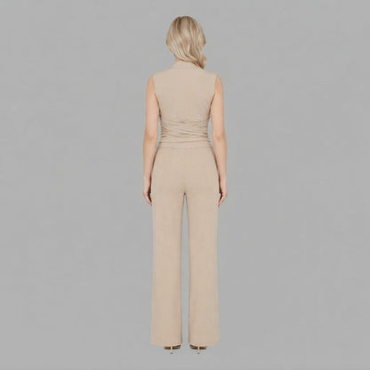 V-Neck Top & Wide-Leg Trousers | Women's Two Piece Set
