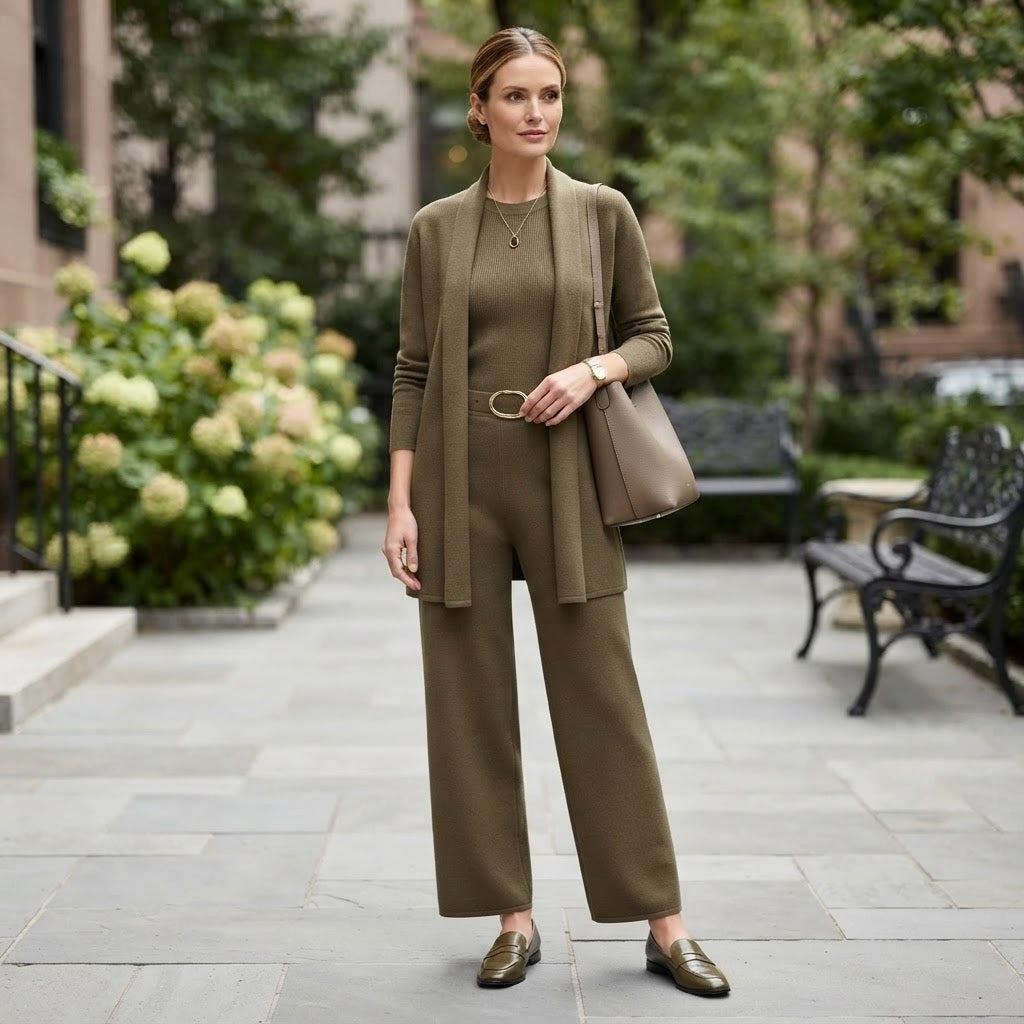 Women's Three-Piece Set | Wide Leg Trousers