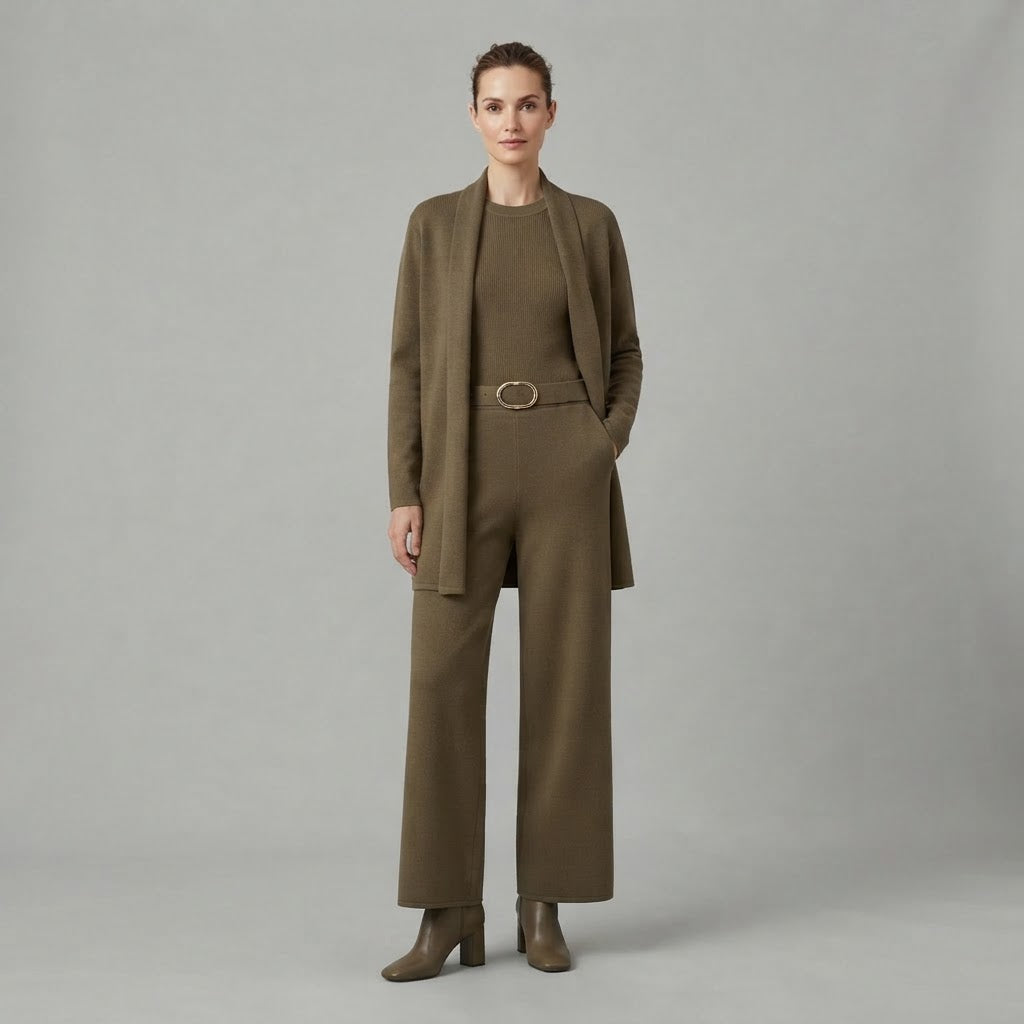Women's Three-Piece Set | Wide Leg Trousers