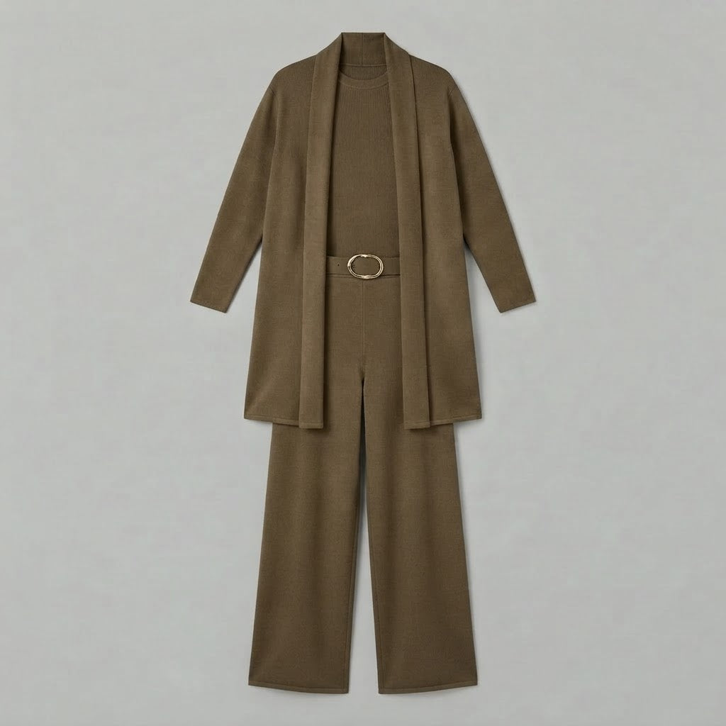 Women's Three-Piece Set | Wide Leg Trousers