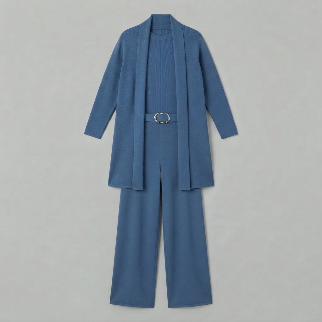 Women's Three-Piece Set | Wide Leg Trousers