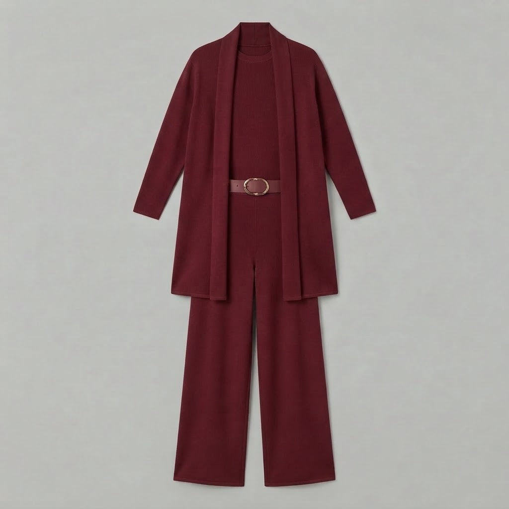 Women's Three-Piece Set | Wide Leg Trousers