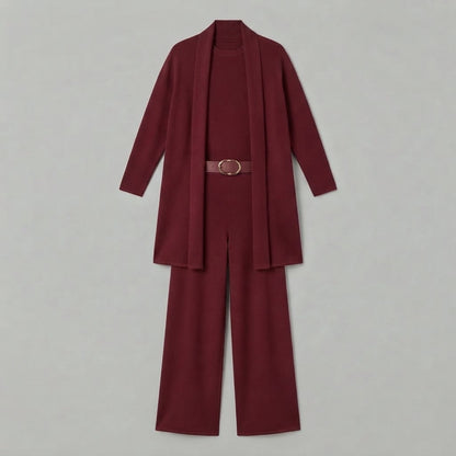 Women's Three-Piece Set | Wide Leg Trousers