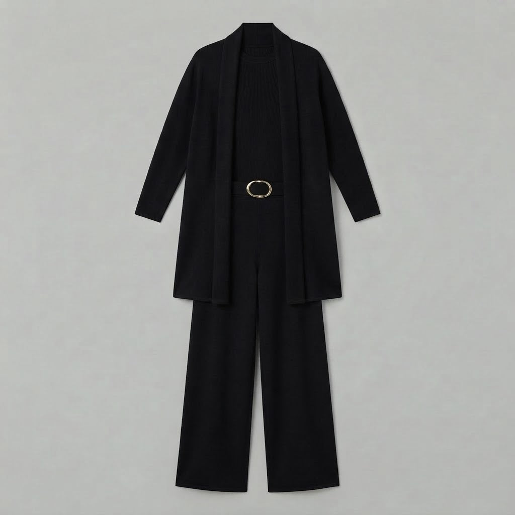 Women's Three-Piece Set | Wide Leg Trousers