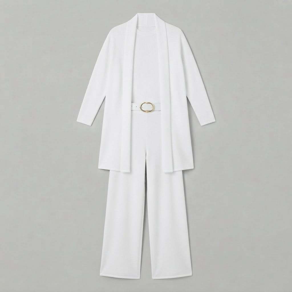 Women's Three-Piece Set | Wide Leg Trousers